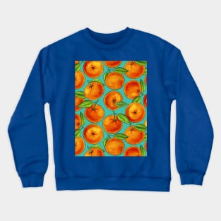 Oranges on turquoise Crewneck Sweatshirt